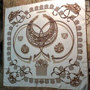 Vintage Hermes Les Cavaliers D'Or Silk Scarf designed by Vladimir Rybaltchenko